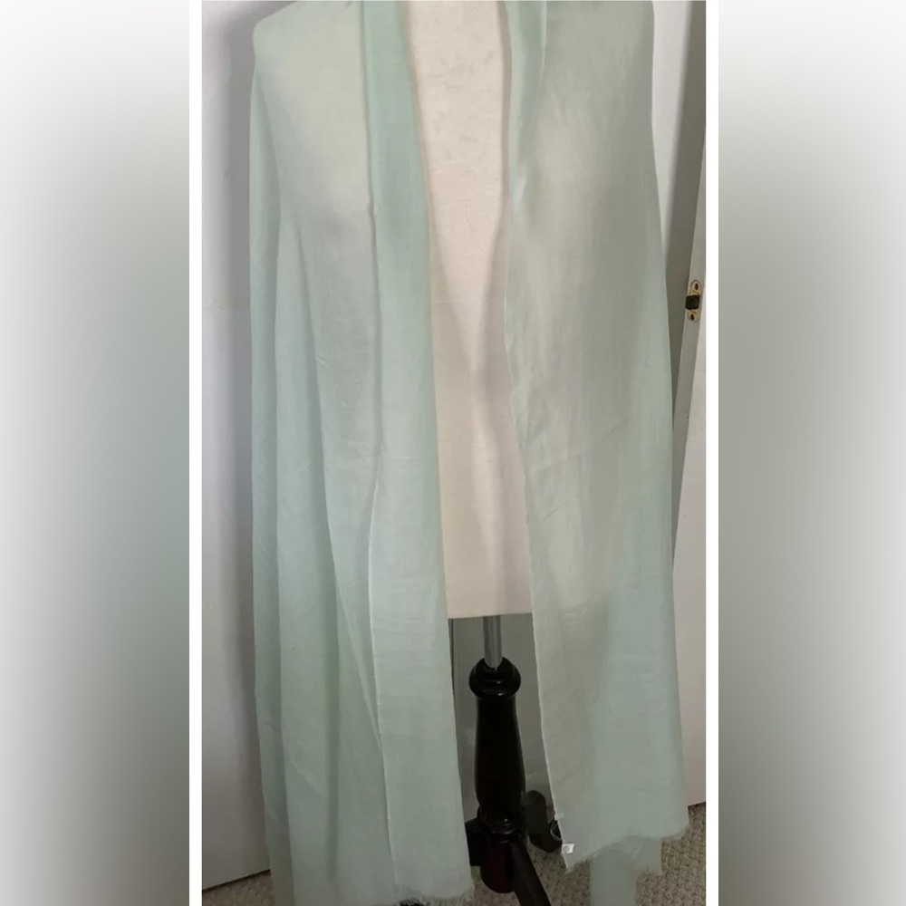 shawl wrap Cashmere & Merino Wool Light Mint Color/ Sheer Lightweight Beautiful